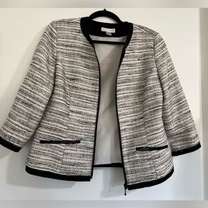 Christopher & Banks Black and Cream Textured Blazer